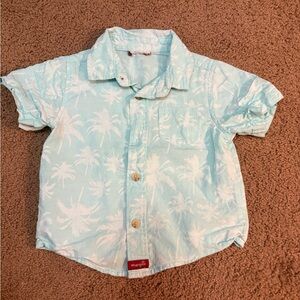 Wrangler Light Blue Palm-Print Short Sleeve Button-Down